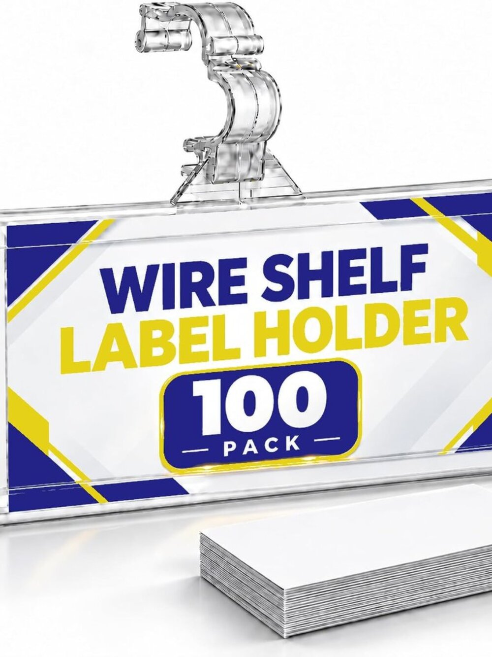 Wire Shelf Label Holders, 1-1/4" x 3", Plastic, 100 Pack
